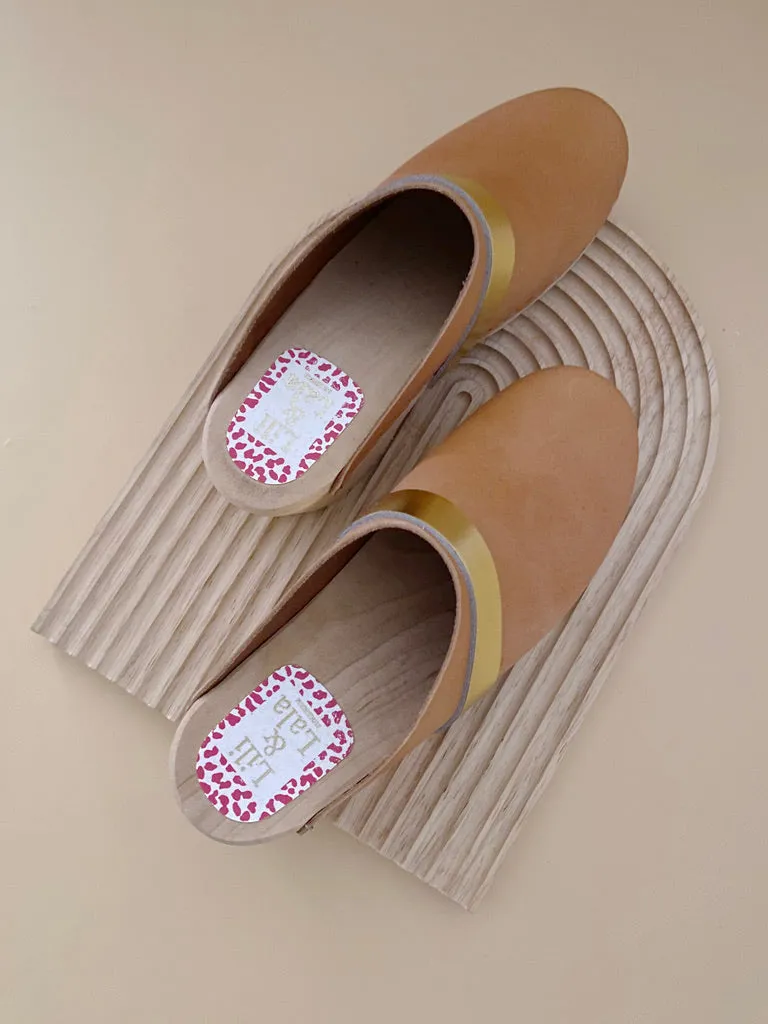 Swedish Clogs Malm Beige & Gold