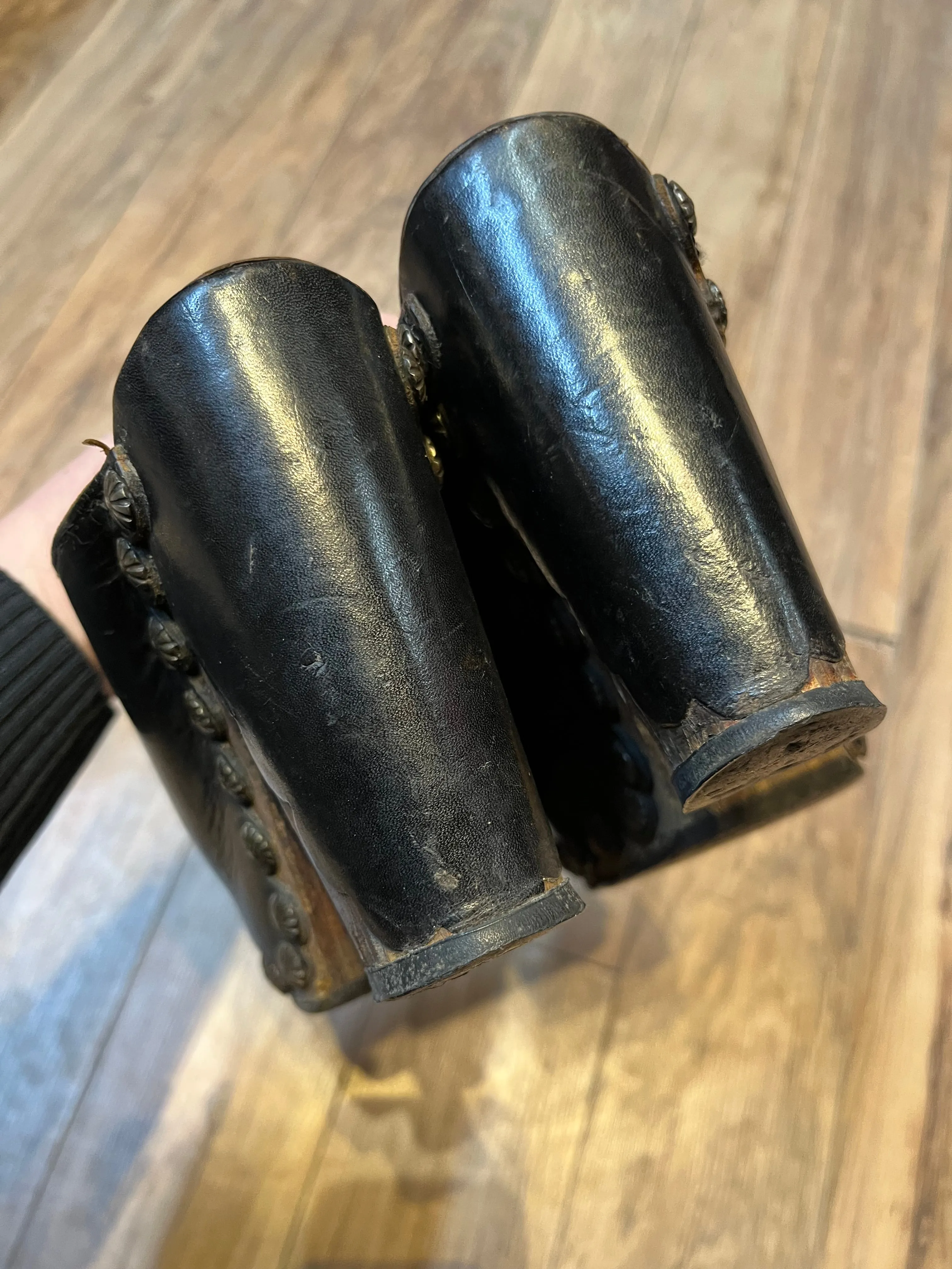 Vintage 1960s Black Tacked Clogs with Wooden Heel, Size US Womens 7, EUR 38 SOLD