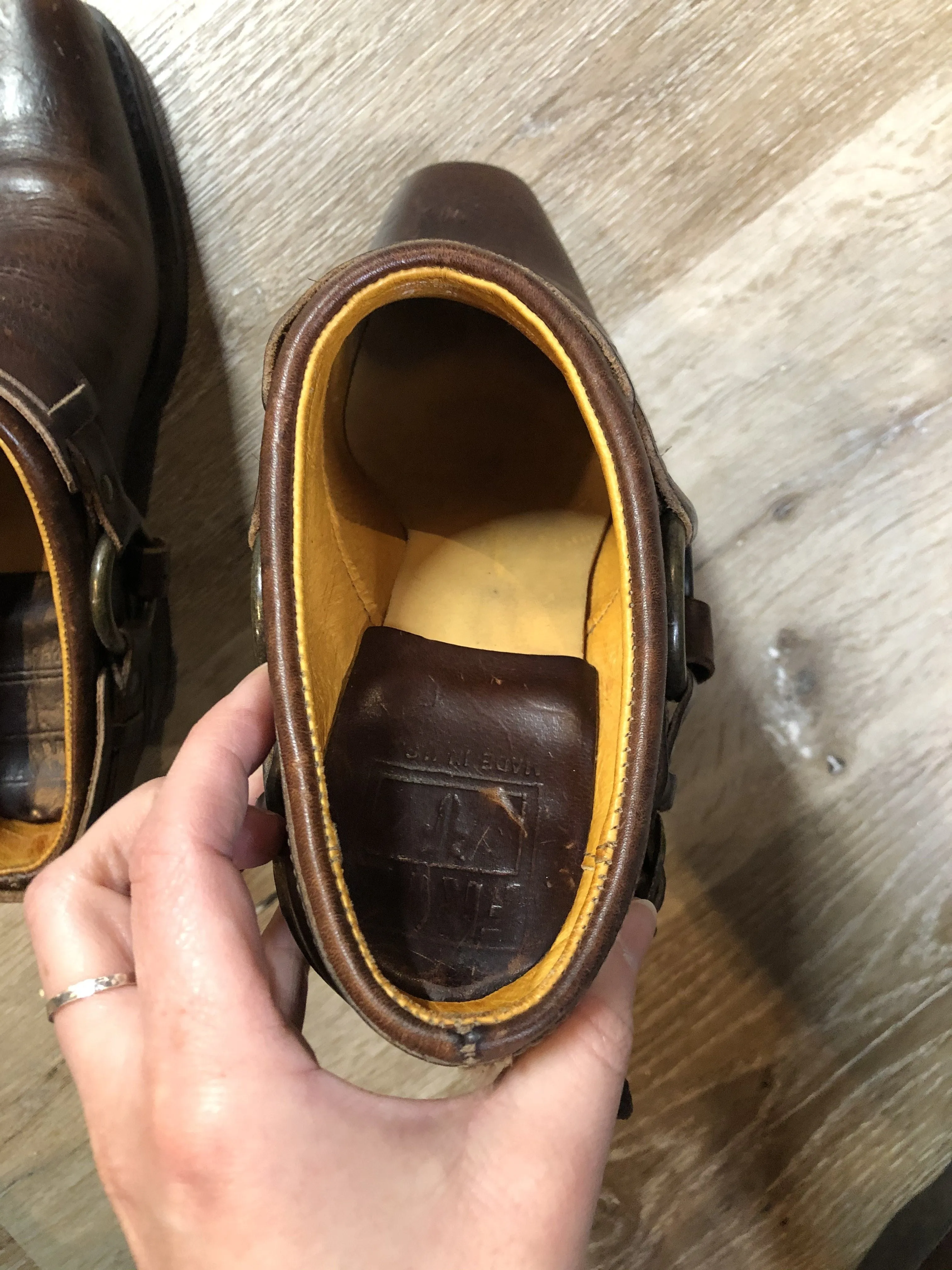 Vintage Frye Brown Pebble Leather Carson Mules Clogs, Made in USA,  US 8 Womens/ EUR 38.5