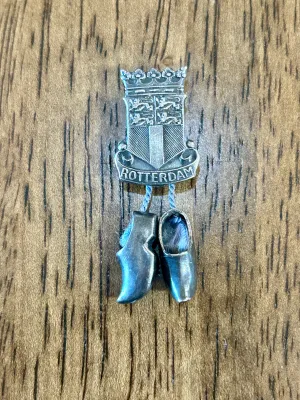 Vintage Silvertone Rotterdam Clogs Pendant