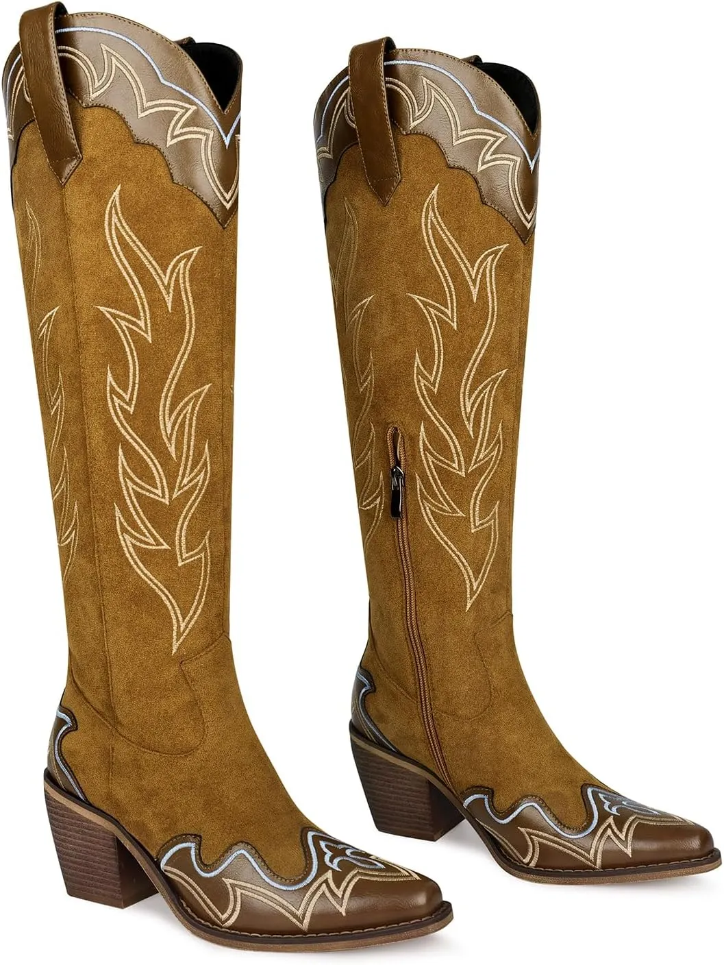 wetkiss Cowboy Boots for Women Knee High, Cowgirl Boots Women Rhinestone Comfort Fashion Tall Sparkling Western Boots Boots for Women