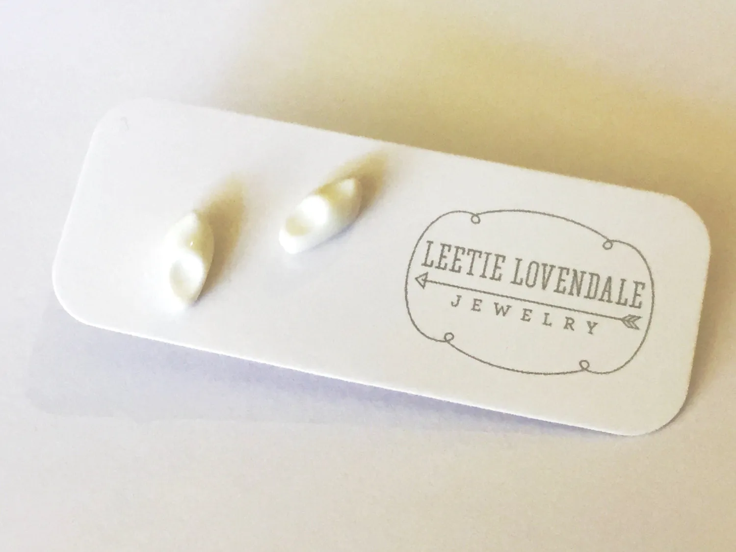 White Vintage Lucite Clogs Stud Earrings