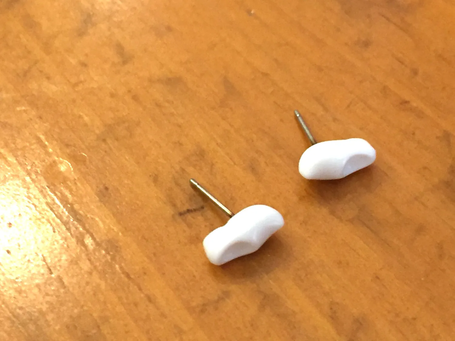 White Vintage Lucite Clogs Stud Earrings