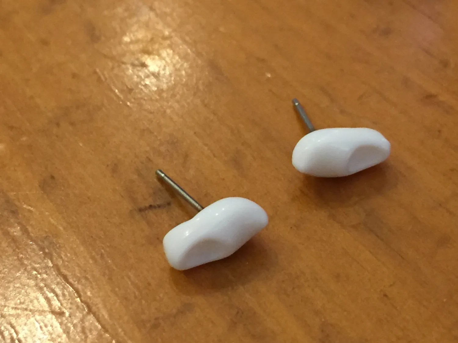 White Vintage Lucite Clogs Stud Earrings