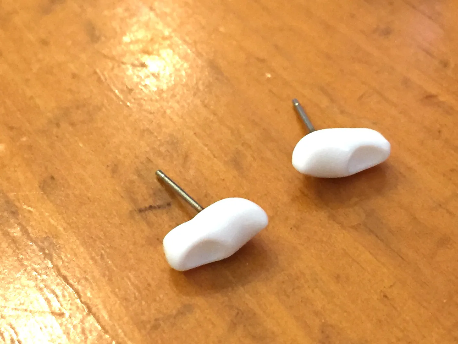 White Vintage Lucite Clogs Stud Earrings