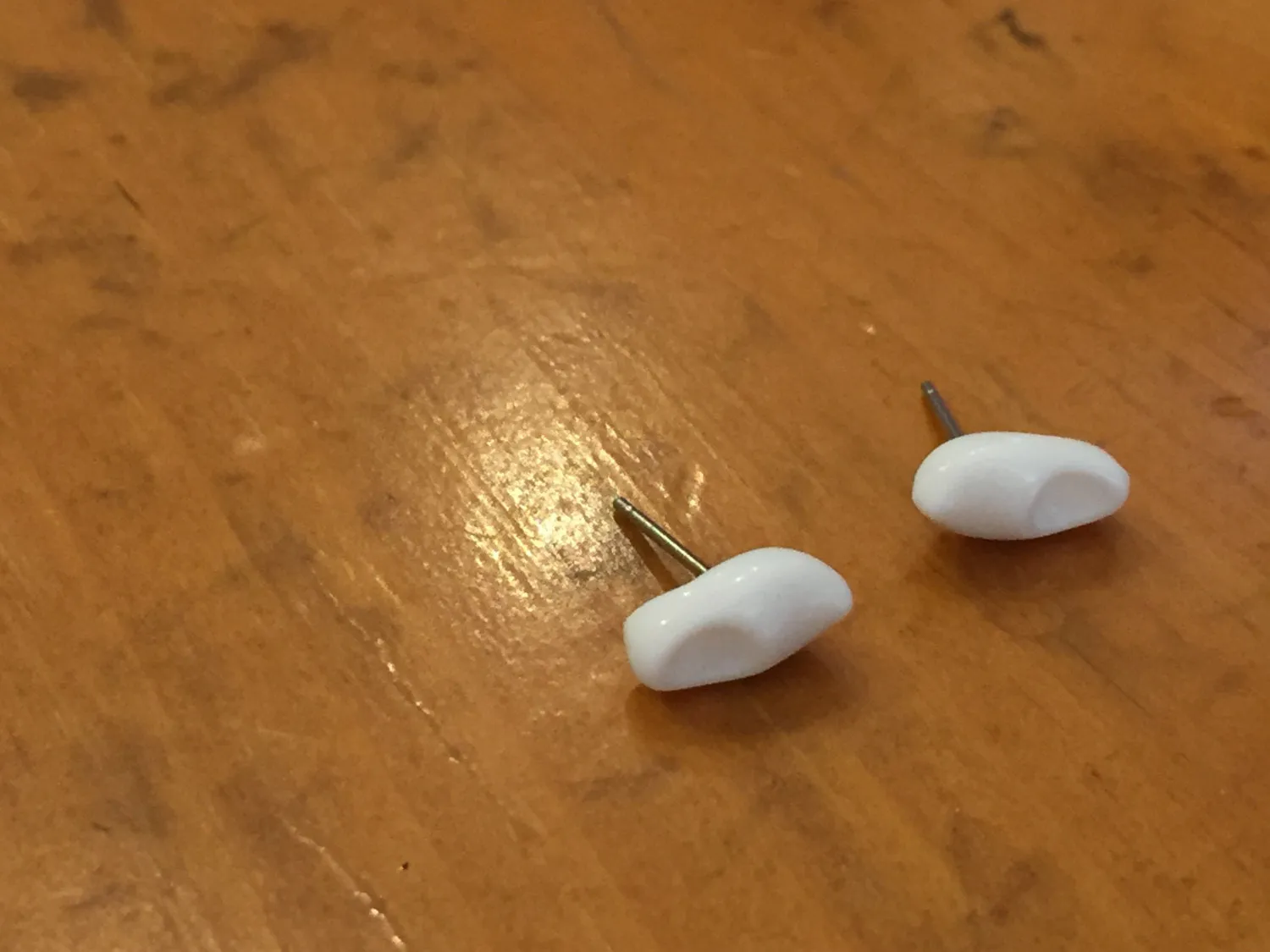 White Vintage Lucite Clogs Stud Earrings