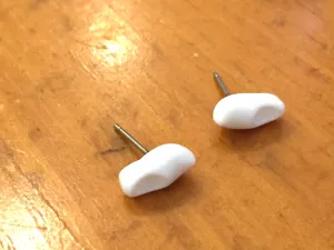 White Vintage Lucite Clogs Stud Earrings