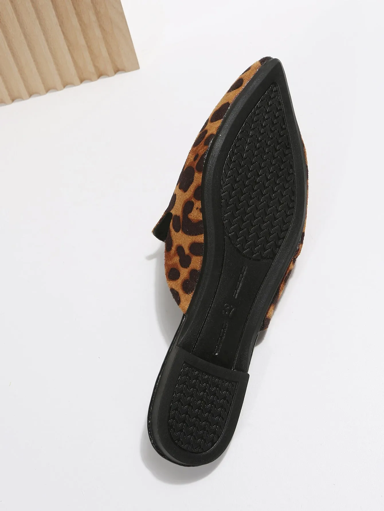 Women Plaid Pattern Point Toe Flat Mules, Elegant Outdoor Flats