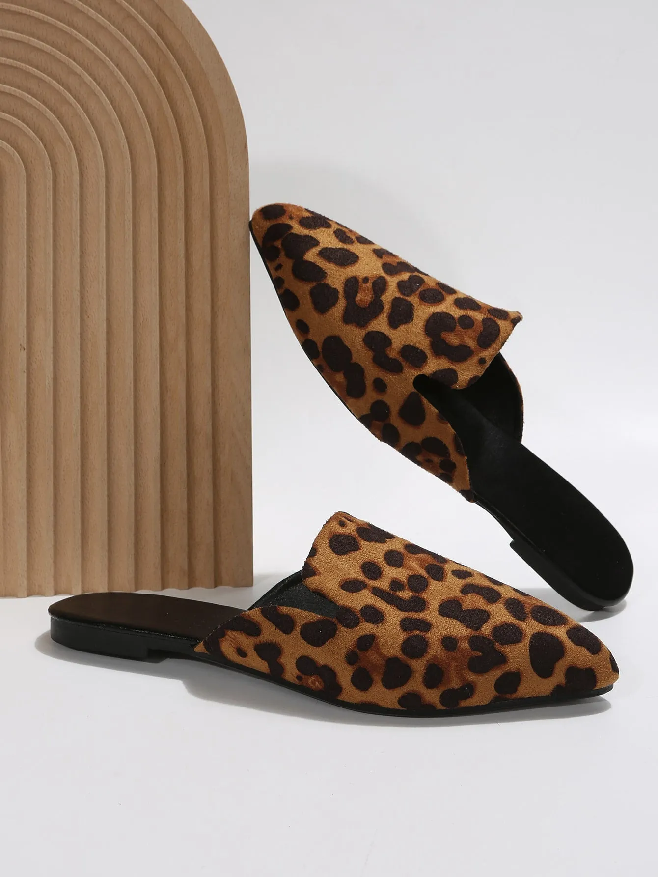 Women Plaid Pattern Point Toe Flat Mules, Elegant Outdoor Flats