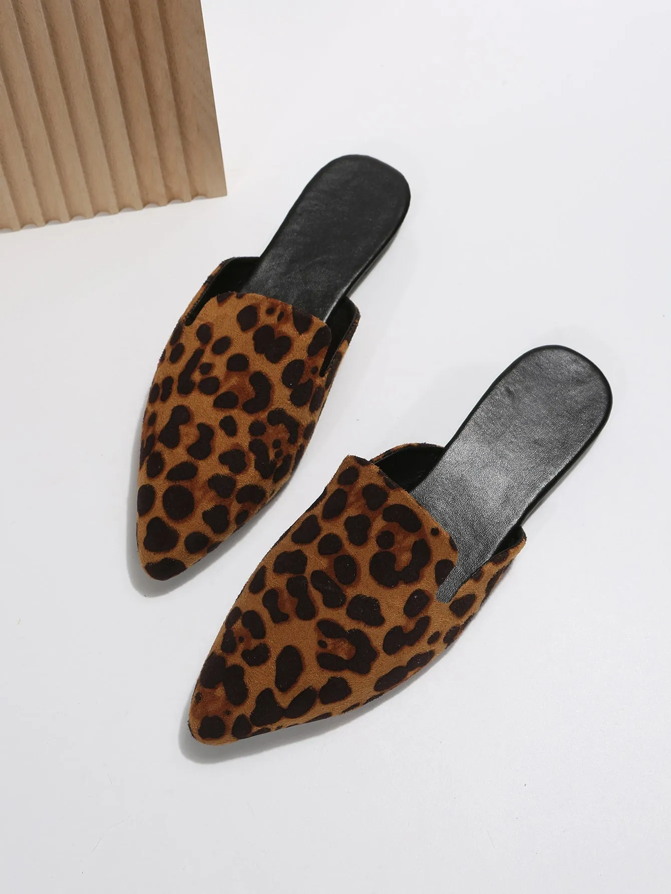 Women Plaid Pattern Point Toe Flat Mules, Elegant Outdoor Flats
