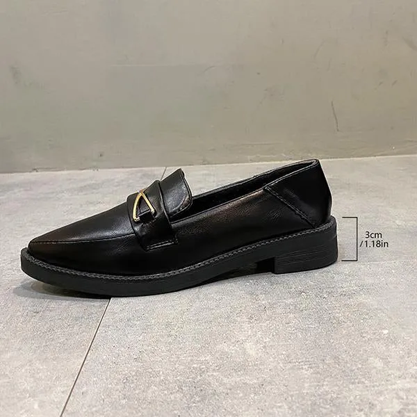 Women's Fashionable Metal Decorated Pointed Toe Loafers 03289124S