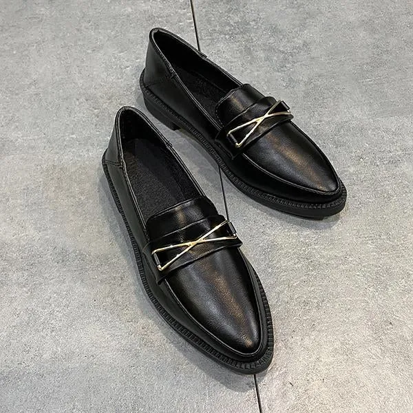 Women's Fashionable Metal Decorated Pointed Toe Loafers 03289124S