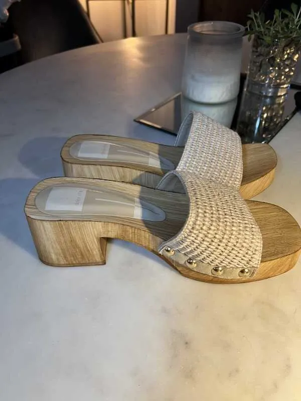 WOOD OPEN TOE CLOGS - re:vita
